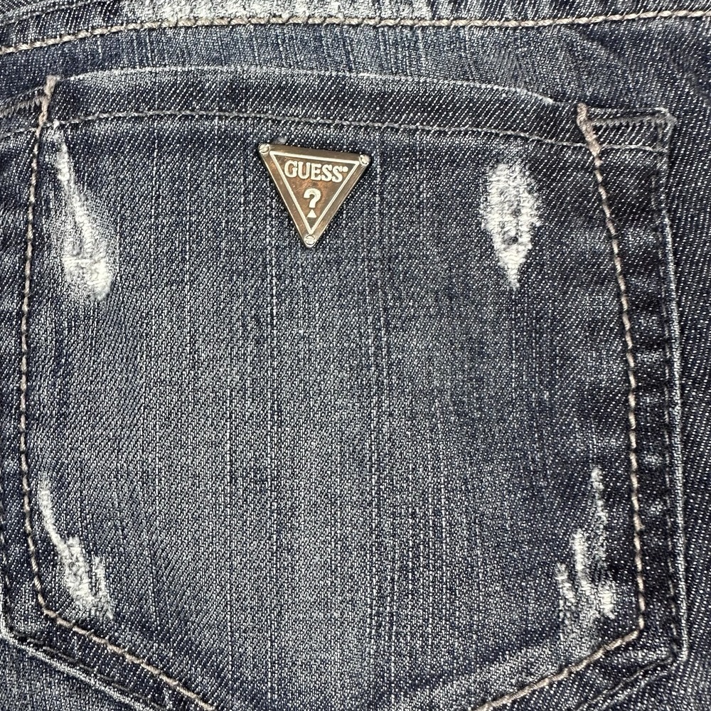 Guess Premium Light Wash Denim Jeans Size 28 Ripped Distressed Flare Low Rise - Picture 2 of 14